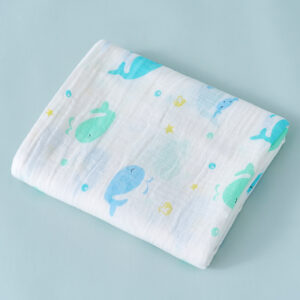 Double-layer Cotton Gauze Swaddle Blanket-Joyful Whale