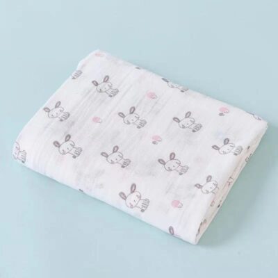 Double-layer Cotton Gauze Swaddle Blanket-Mushroom Rabbit