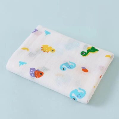 Double-layer Cotton Gauze Swaddle Blanket-Little Dinosaur