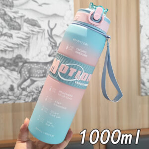 1000ml Gradient Frosted Water Bottle-Blue