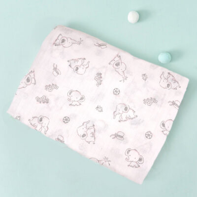 Double-layer Cotton Gauze Swaddle Blanket-Mido Elephant