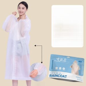Hooded Drawstring Raincoat- transparant