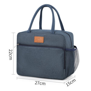 Cloth Thickened Tote Lunch Bag-Navy blue