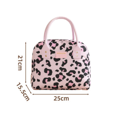 Portable Lunchbox Bag-Pink leopard print