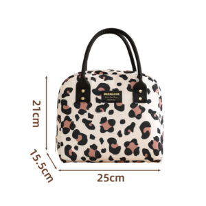 Portable Lunchbox Bag-Beige leopard print
