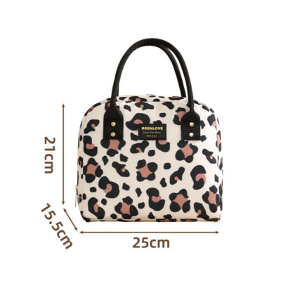 Portable Lunchbox Bag-Beige leopard print