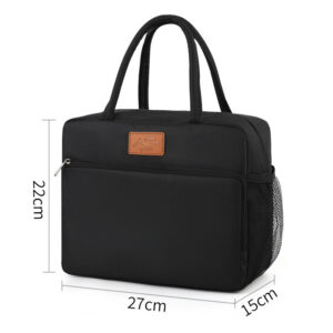 Cloth Thickened Tote Lunch Bag-Black