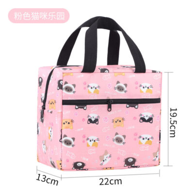Insulated Lunch Bag-Pink Cat Paradise