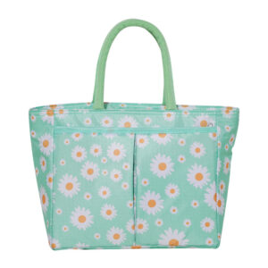 Daisy-patterned Stylish Lunch Bag-Light green