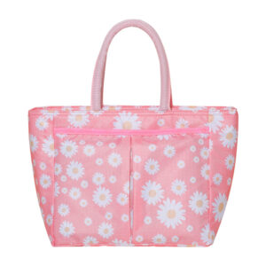 Daisy-patterned Stylish Lunch Bag-Light pink